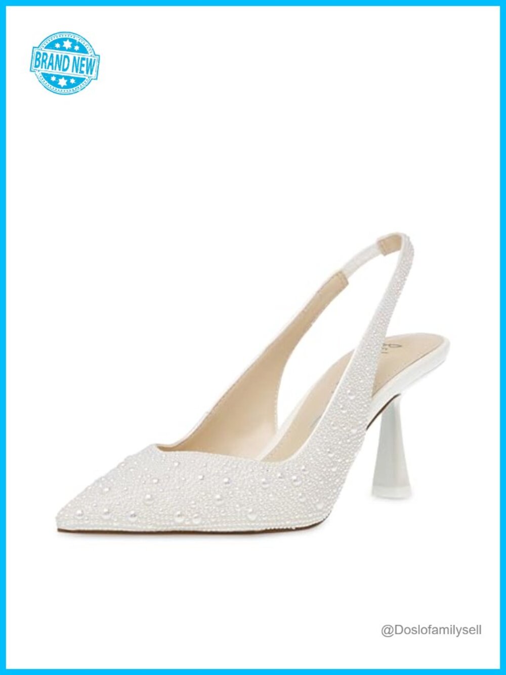 Rhinestone Pointed Toe Slingback Kitten Heel Evening Pump